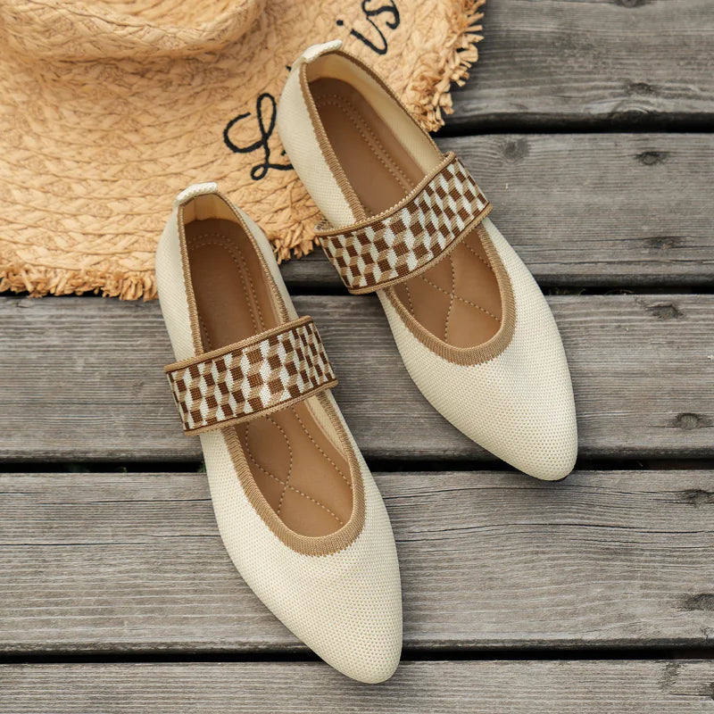 Yvonne | Damen Frühlings Ballerinas mit Riemen im Freizeitstil
