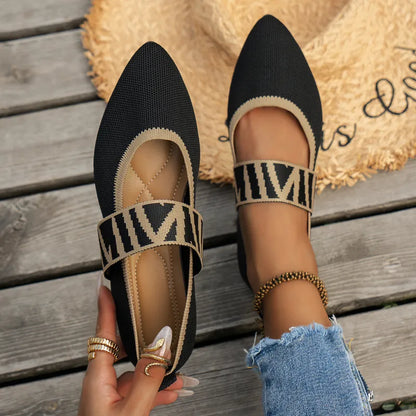 Yvonne | Damen Frühlings Ballerinas mit Riemen im Freizeitstil