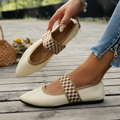 Yvonne | Damen Frühlings Ballerinas mit Riemen im Freizeitstil