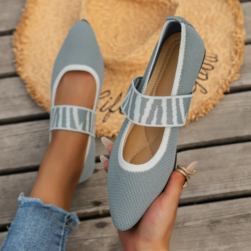 Yvonne | Damen Frühlings Ballerinas mit Riemen im Freizeitstil