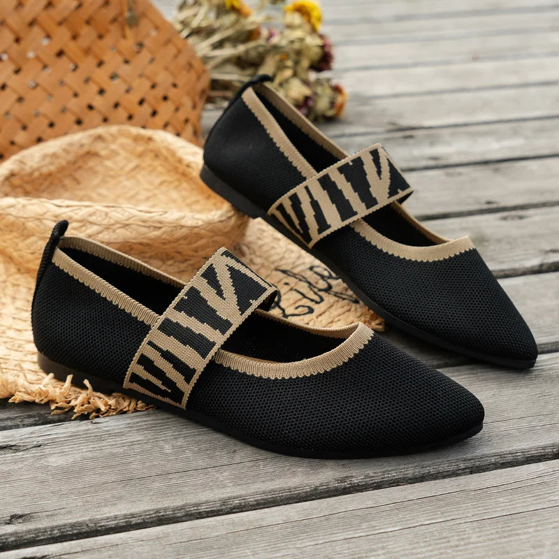 Yvonne | Damen Frühlings Ballerinas mit Riemen im Freizeitstil