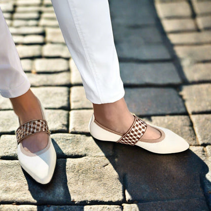 Yvonne | Damen Frühlings Ballerinas mit Riemen im Freizeitstil