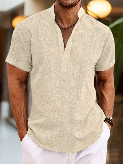 Thomas | Herren Sommer Henley-Shirt mit Kurzarm