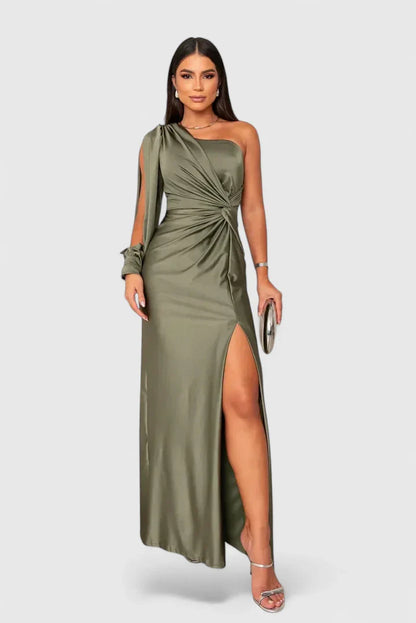 Magdalena | Damen Abendkleid mit Einer Schulter und Raffung