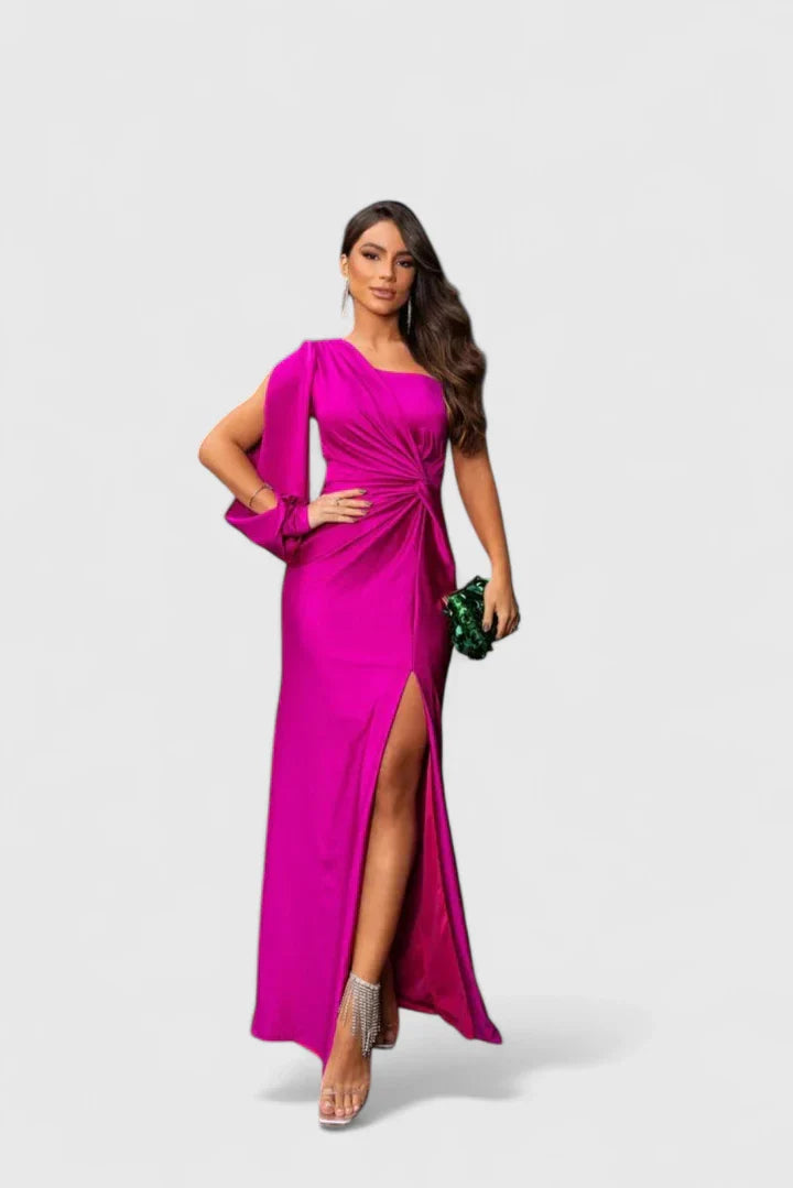 Magdalena | Damen Abendkleid mit Einer Schulter und Raffung