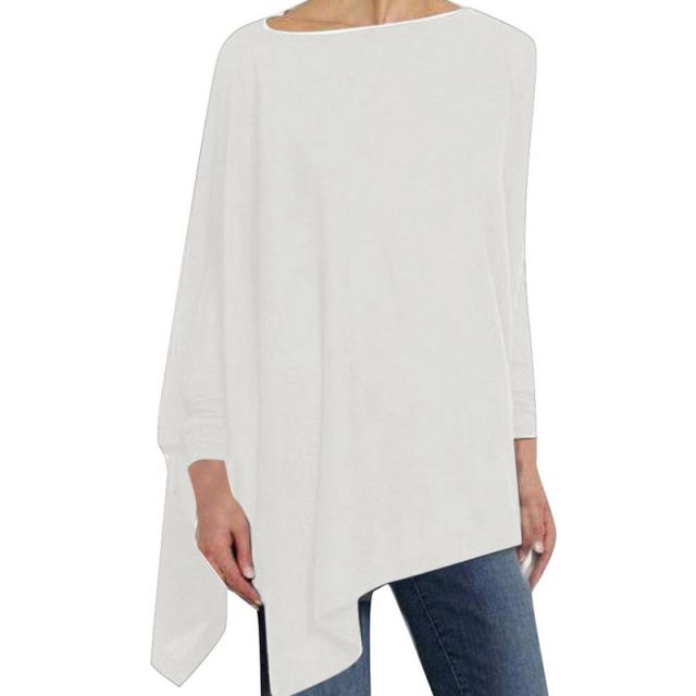 Viviane | Damen Herbst Asymmetrisches Loose-Fit Top