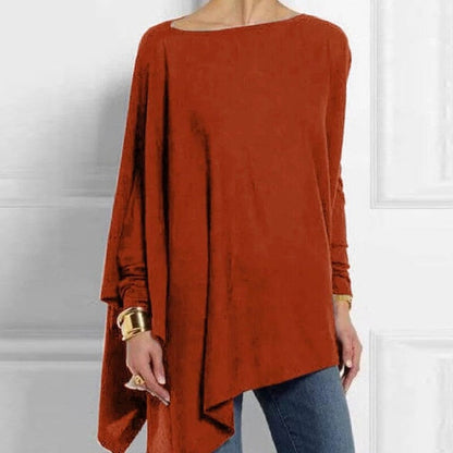 Viviane | Damen Herbst Asymmetrisches Loose-Fit Top