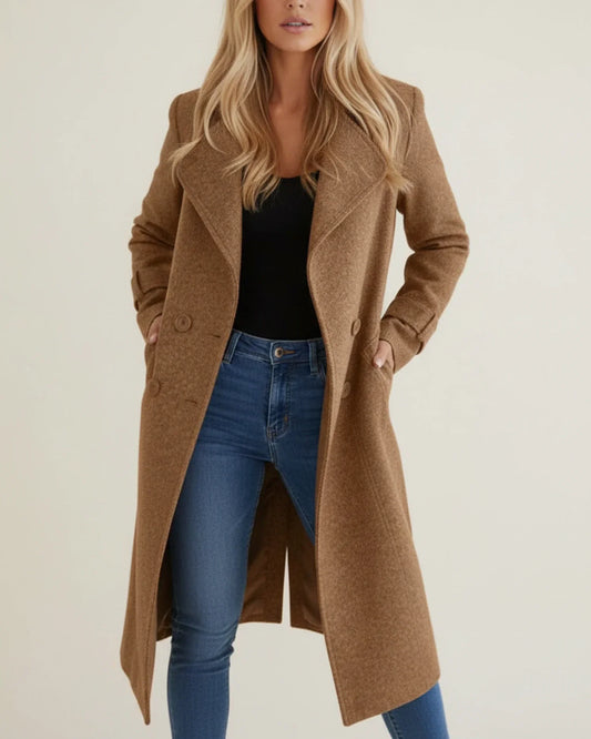 Natalie | Damen Langer Doppelreihiger Wintermantel