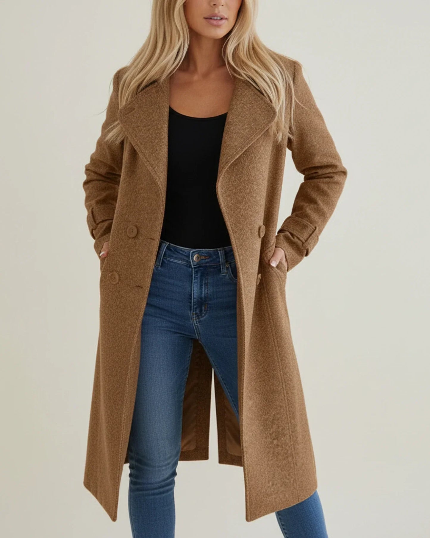 Natalie | Damen Langer Doppelreihiger Wintermantel