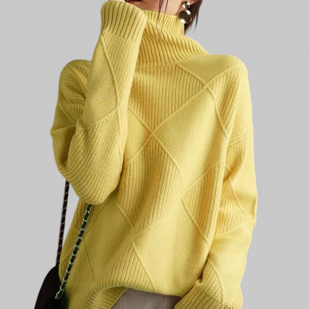Dorothea | Damen Winter-Strickpullover mit Hohem Kragen