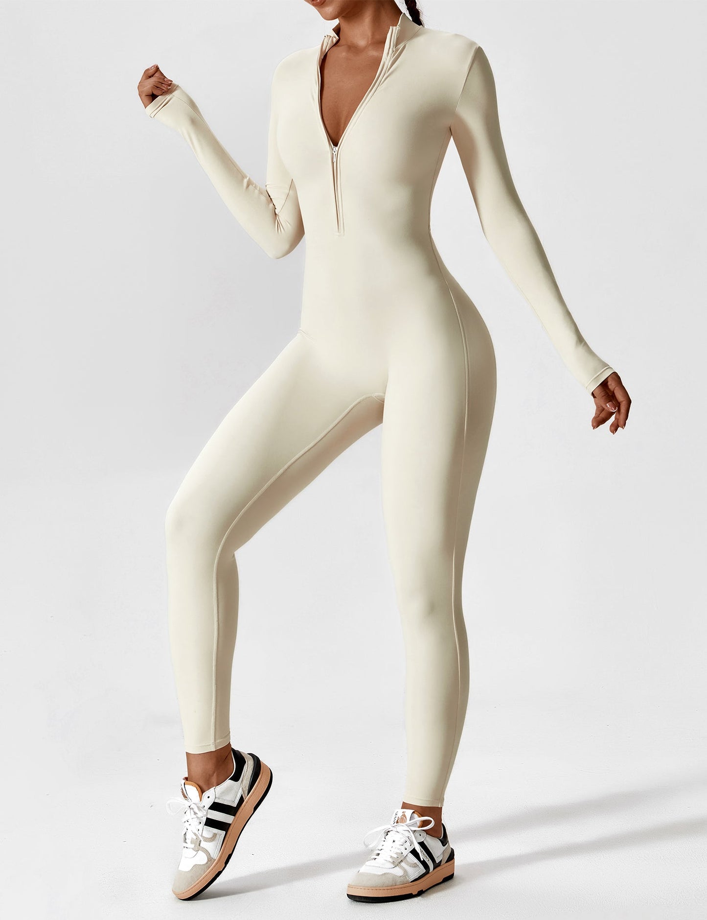 Sarah | Damen Sommer Set mit Langarmshirt und Reißverschluss