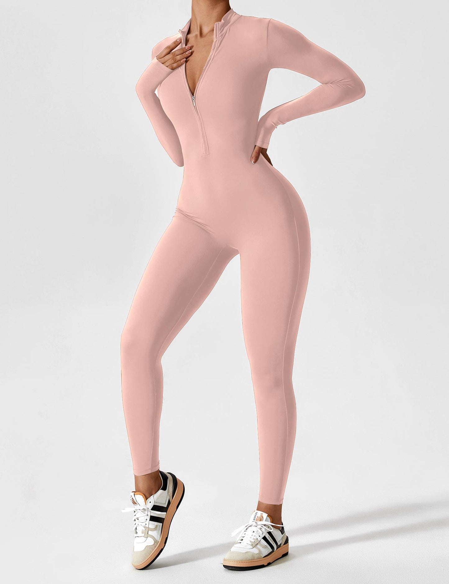 Regine | Damen Frühlings Stretch Zip-Up Jumpsuit